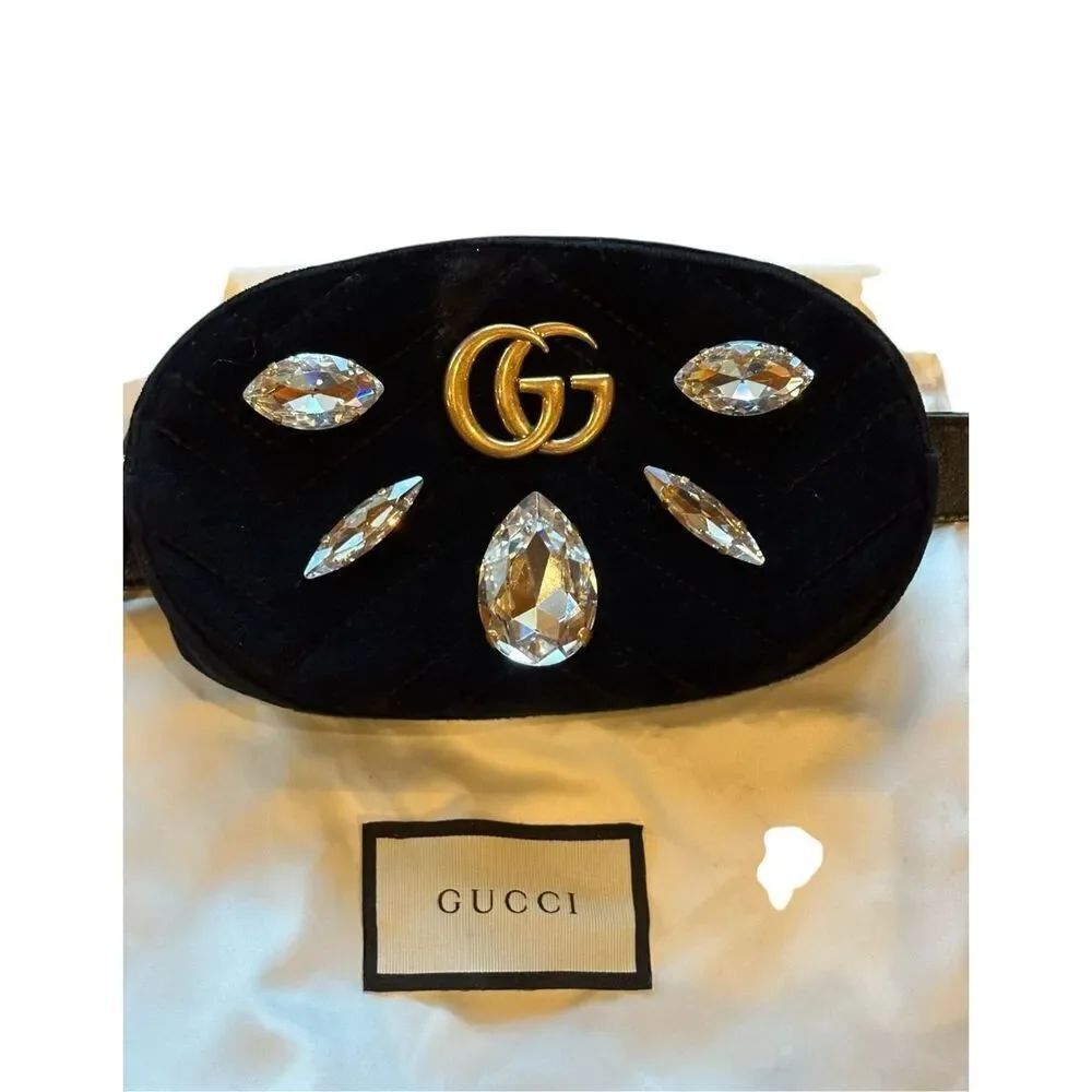Gucci GG Marmont Crystal Belt Bag in Black